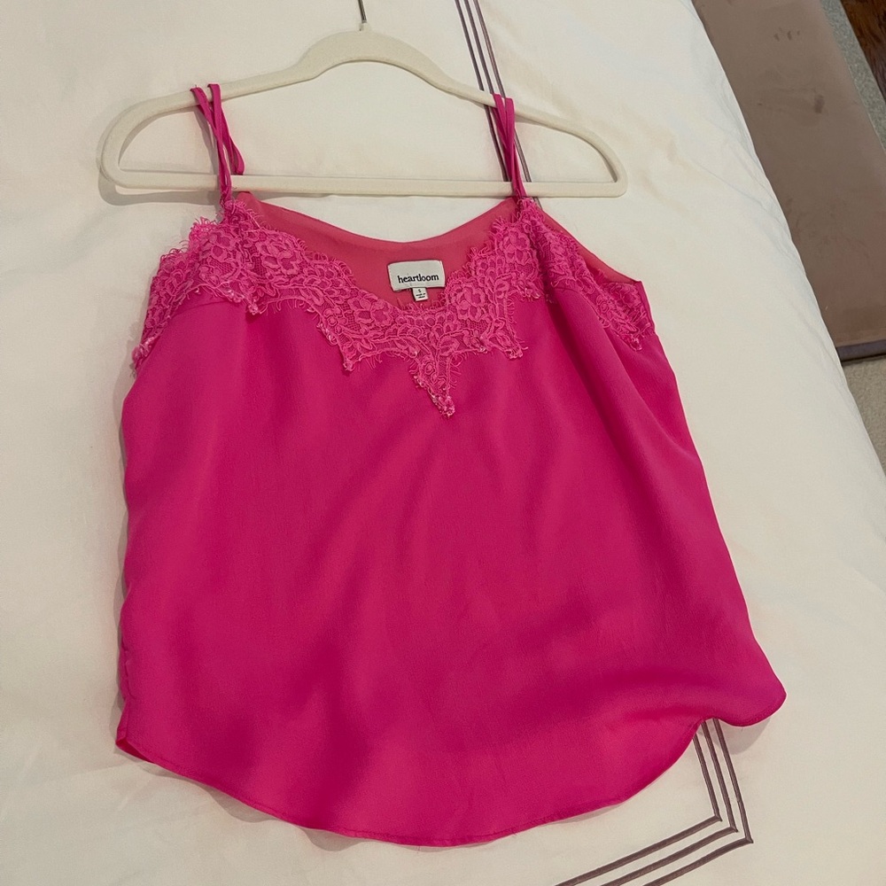 Heartloom pink silk top.